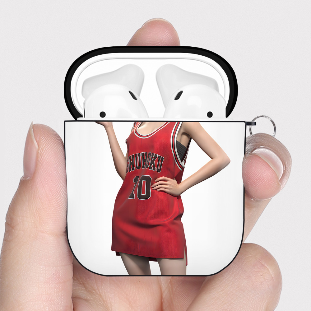 （画像用） SLAM DUNK／スラムダンク AirPods 第2世代保護ケース ハードシェル ブラック 耐衝撃・防指紋・カラビナ付き
