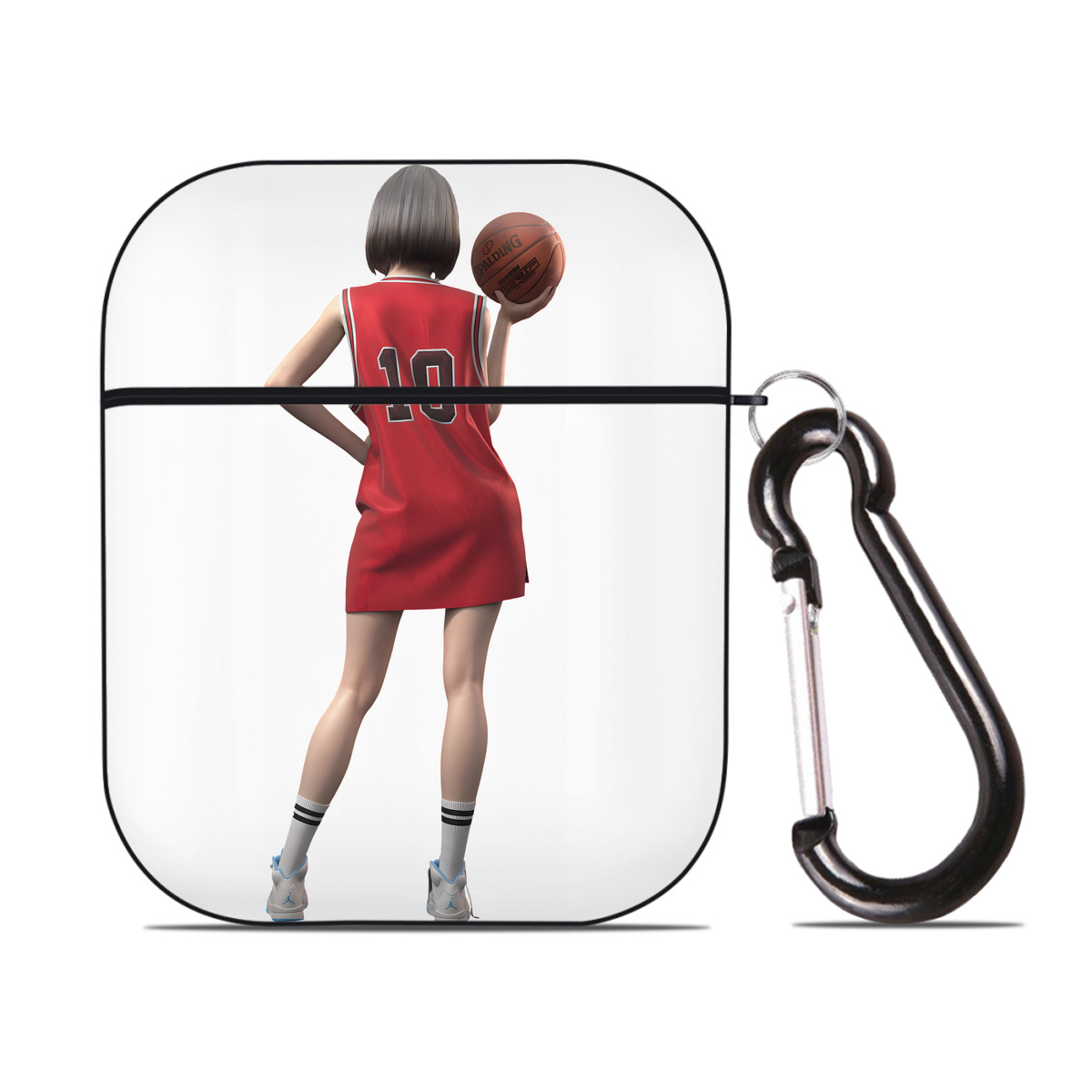 （画像用） SLAM DUNK／スラムダンク AirPods 第2世代保護ケース ハードシェル ブラック 耐衝撃・防指紋・カラビナ付き