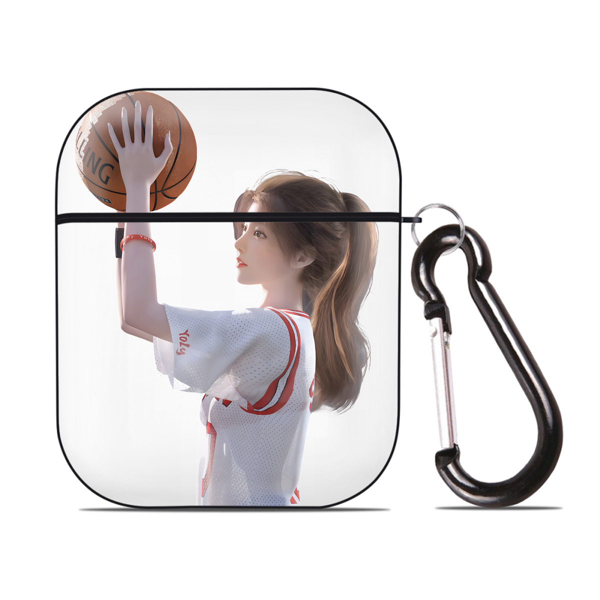 （画像用） SLAM DUNK／スラムダンク AirPods 第2世代保護ケース ハードシェル ブラック 耐衝撃・防指紋・カラビナ付き