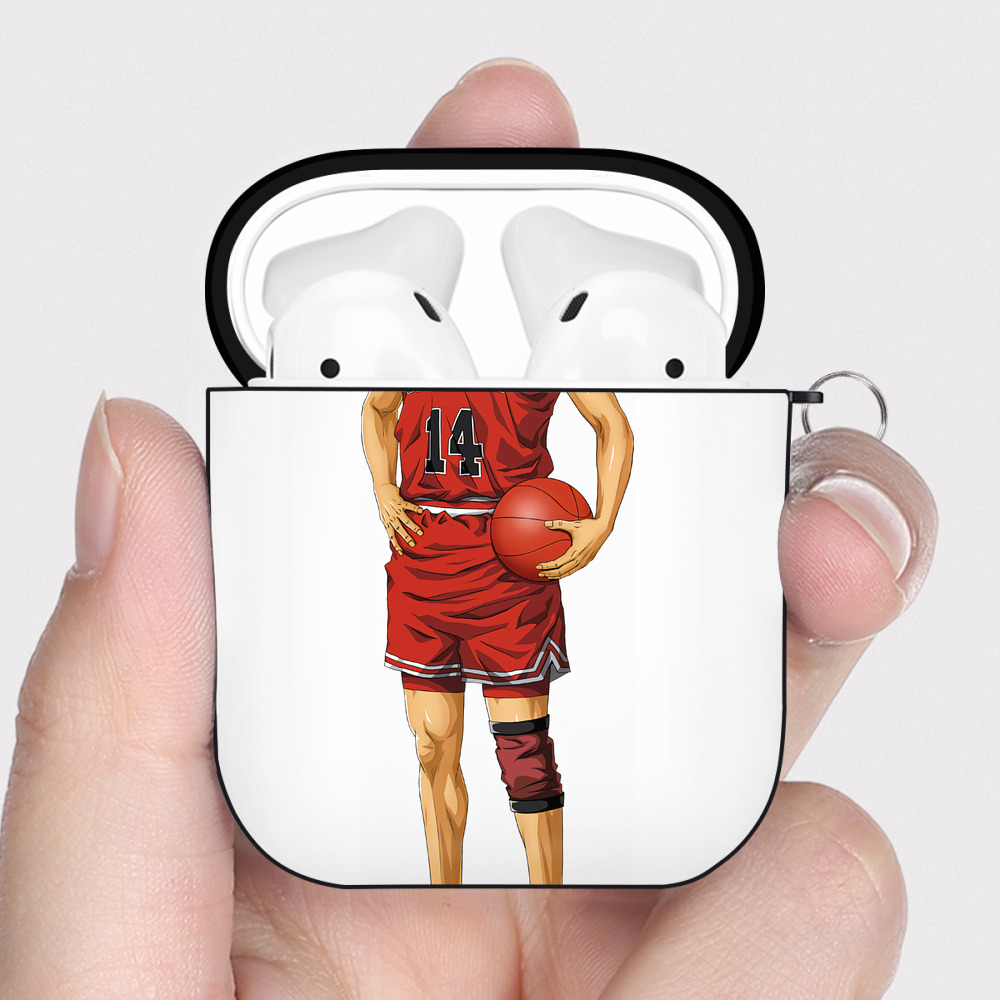 （画像用） SLAM DUNK／スラムダンク AirPods 第2世代保護ケース ハードシェル ブラック 耐衝撃・防指紋・カラビナ付き