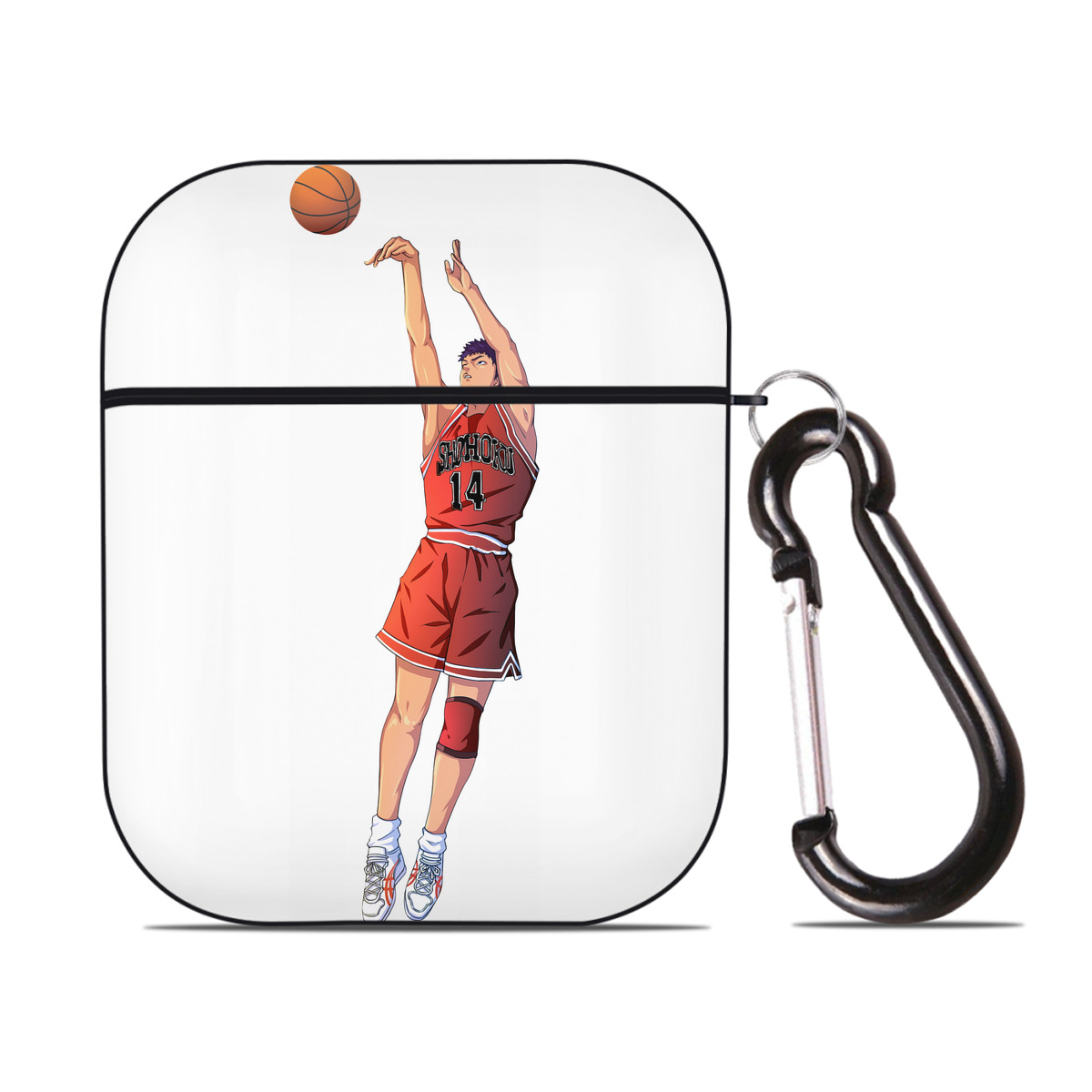 （画像用） SLAM DUNK／スラムダンク AirPods 第2世代保護ケース ハードシェル ブラック 耐衝撃・防指紋・カラビナ付き