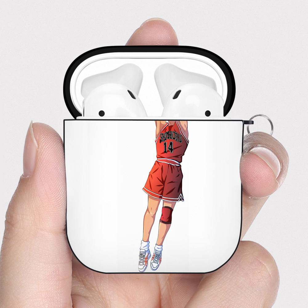 （画像用） SLAM DUNK／スラムダンク AirPods 第2世代保護ケース ハードシェル ブラック 耐衝撃・防指紋・カラビナ付き
