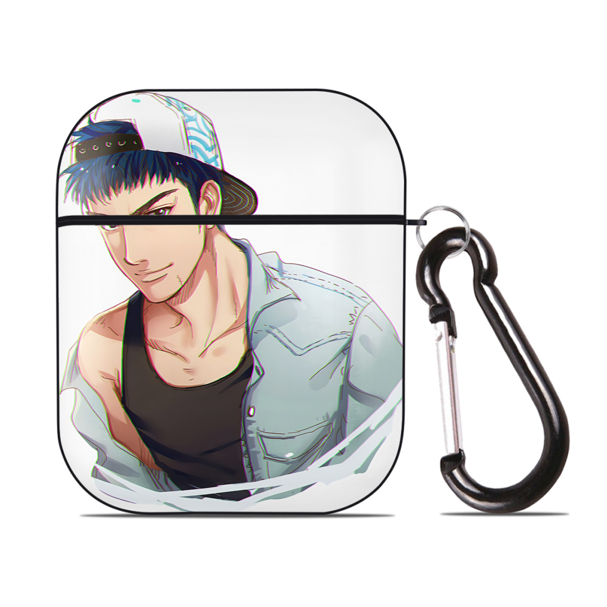（画像用） SLAM DUNK／スラムダンク AirPods 第2世代保護ケース ハードシェル ブラック 耐衝撃・防指紋・カラビナ付き