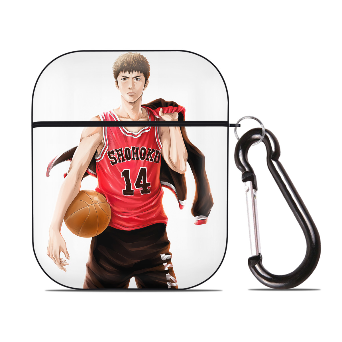 （画像用） SLAM DUNK／スラムダンク AirPods 第2世代保護ケース ハードシェル ブラック 耐衝撃・防指紋・カラビナ付き