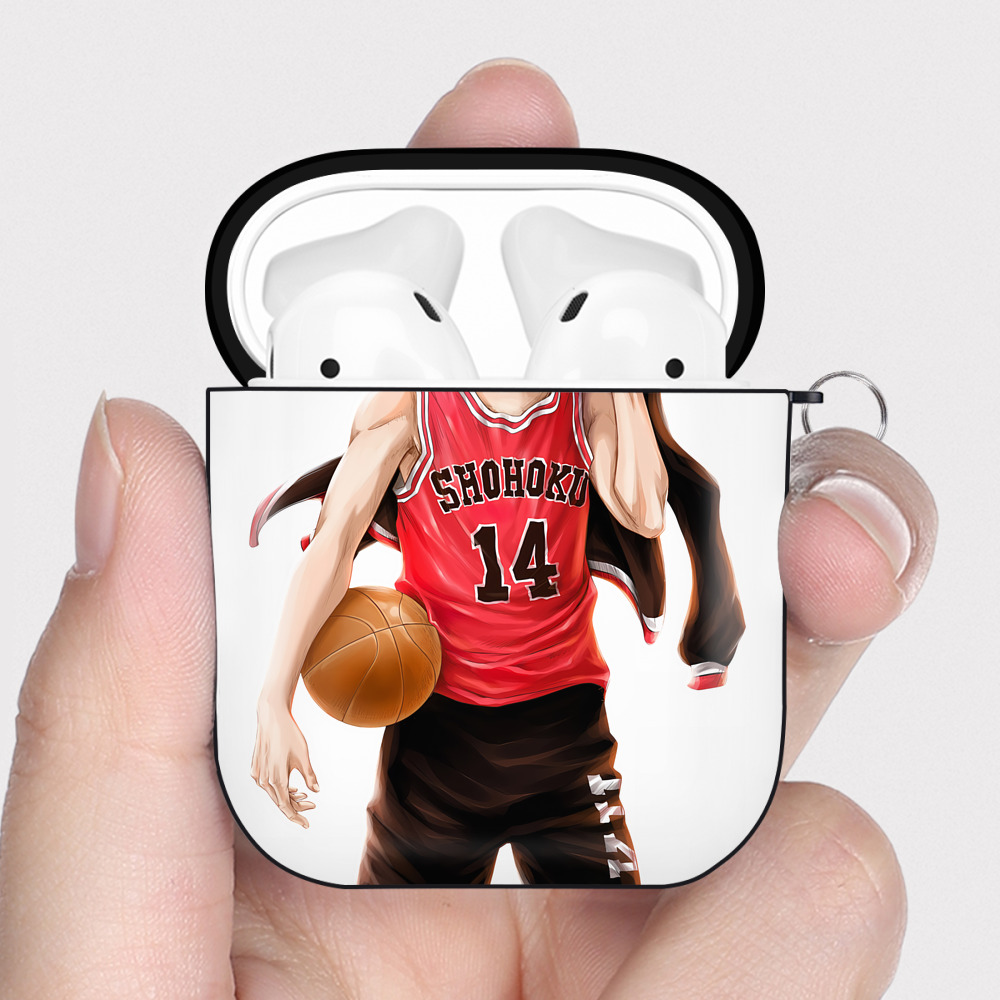 （画像用） SLAM DUNK／スラムダンク AirPods 第2世代保護ケース ハードシェル ブラック 耐衝撃・防指紋・カラビナ付き