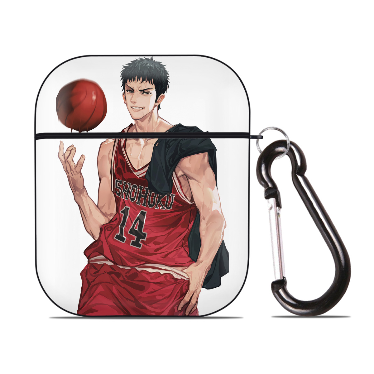 （画像用） SLAM DUNK／スラムダンク AirPods 第2世代保護ケース ハードシェル ブラック 耐衝撃・防指紋・カラビナ付き