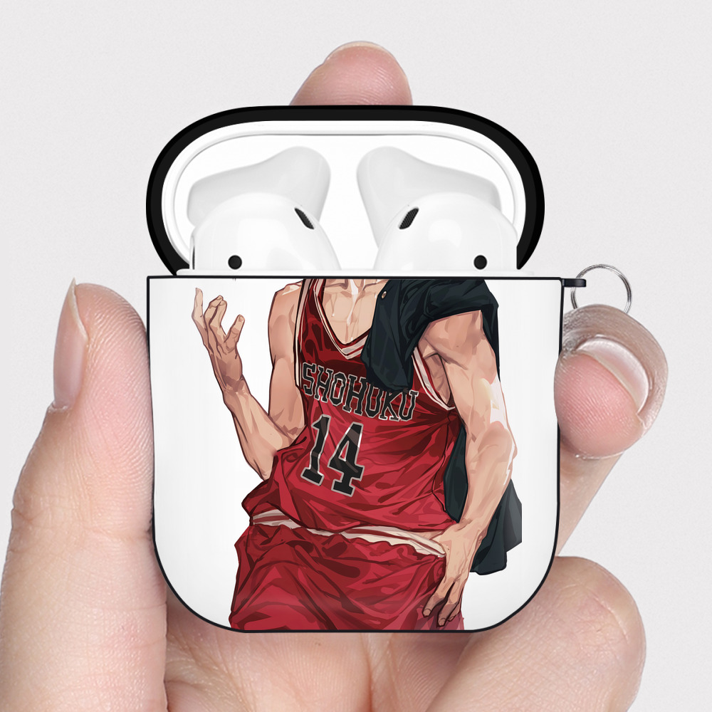 （画像用） SLAM DUNK／スラムダンク AirPods 第2世代保護ケース ハードシェル ブラック 耐衝撃・防指紋・カラビナ付き