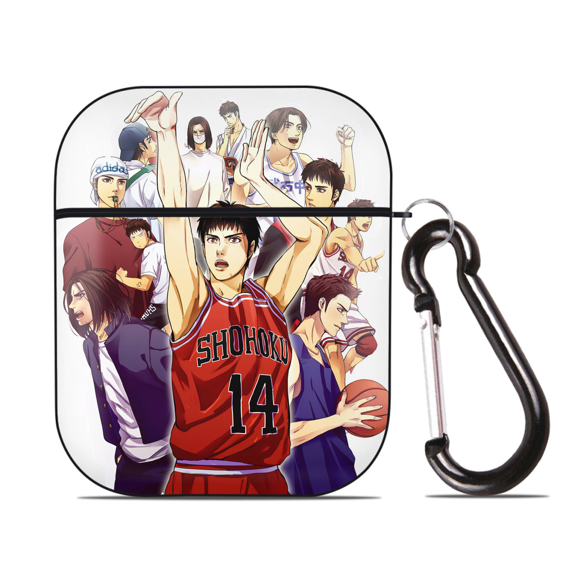 （画像用） SLAM DUNK／スラムダンク AirPods 第2世代保護ケース ハードシェル ブラック 耐衝撃・防指紋・カラビナ付き