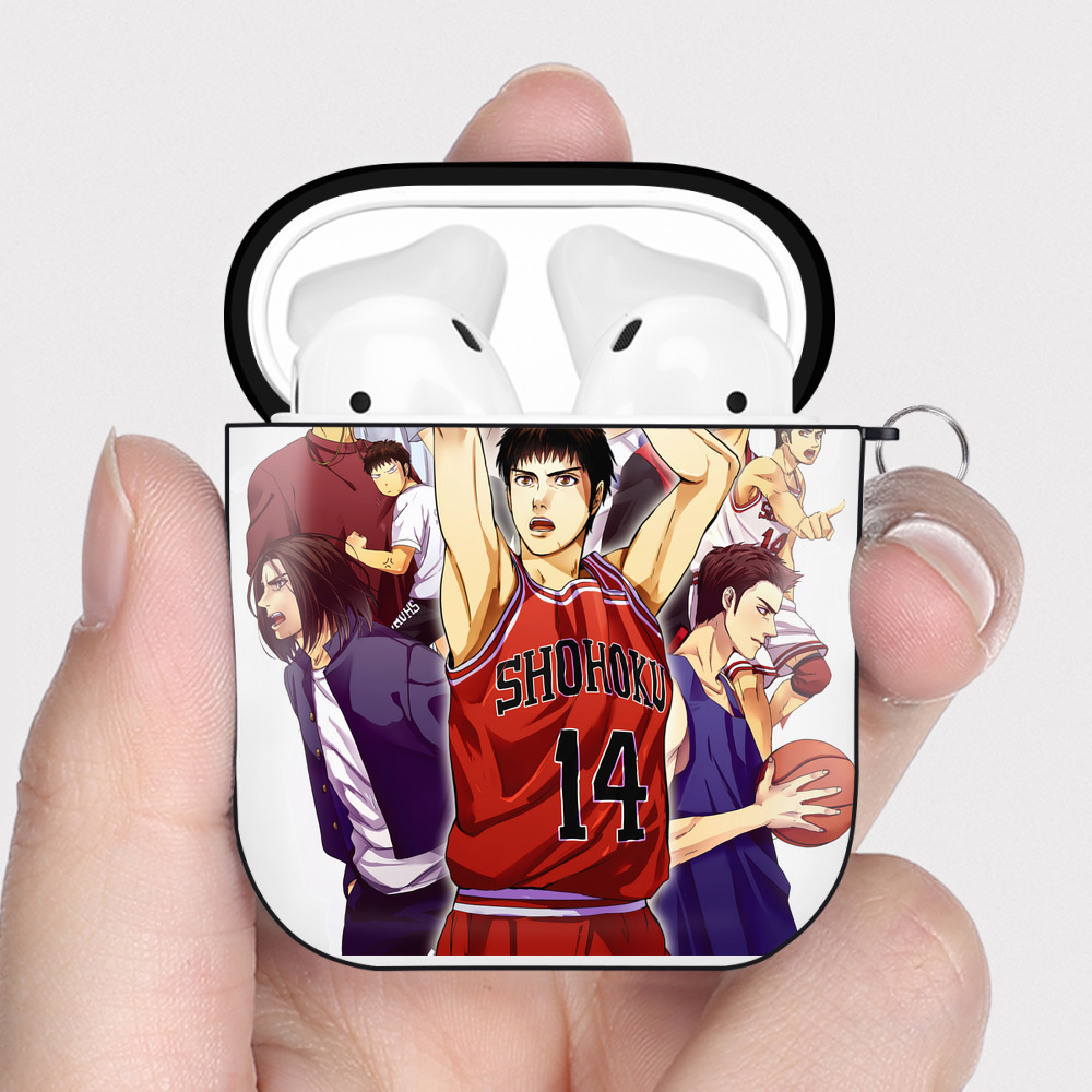 （画像用） SLAM DUNK／スラムダンク AirPods 第2世代保護ケース ハードシェル ブラック 耐衝撃・防指紋・カラビナ付き