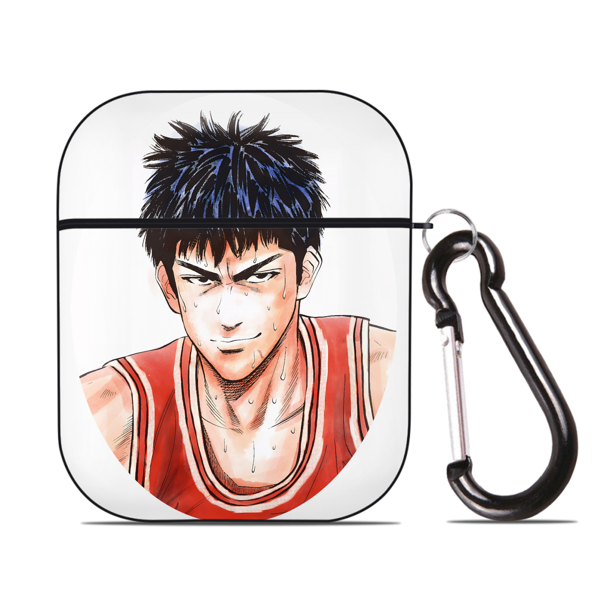 （画像用） SLAM DUNK／スラムダンク AirPods 第2世代保護ケース ハードシェル ブラック 耐衝撃・防指紋・カラビナ付き