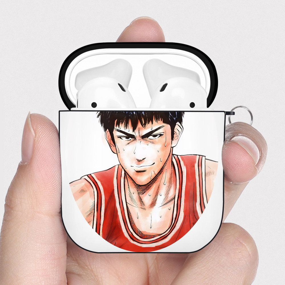 （画像用） SLAM DUNK／スラムダンク AirPods 第2世代保護ケース ハードシェル ブラック 耐衝撃・防指紋・カラビナ付き