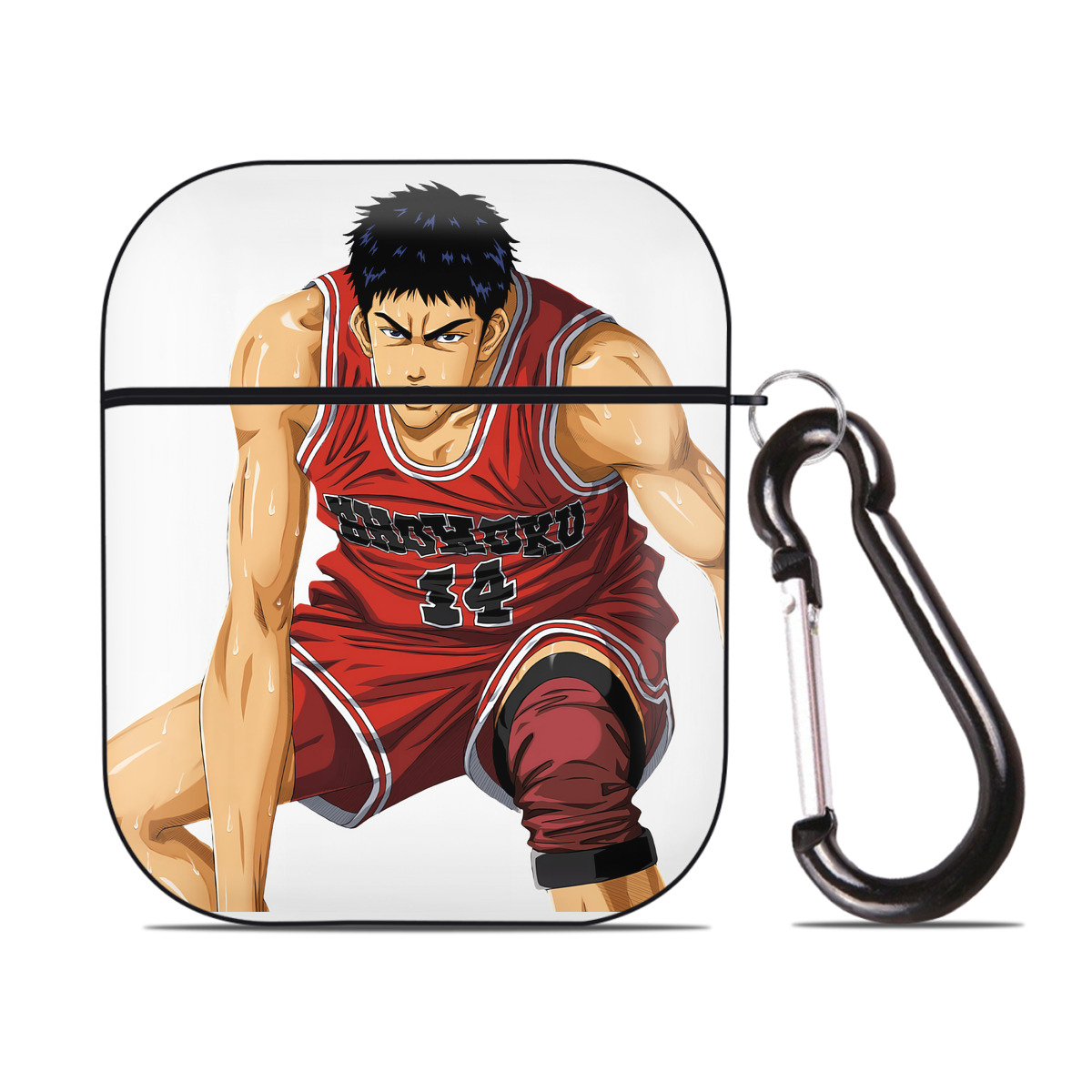 （画像用） SLAM DUNK／スラムダンク AirPods 第2世代保護ケース ハードシェル ブラック 耐衝撃・防指紋・カラビナ付き