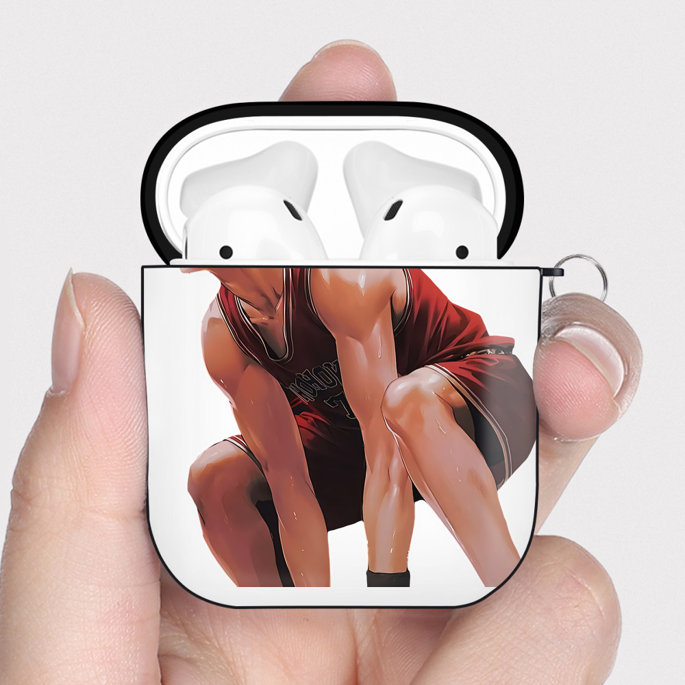 （画像用） SLAM DUNK／スラムダンク AirPods 第2世代保護ケース ハードシェル ブラック 耐衝撃・防指紋・カラビナ付き