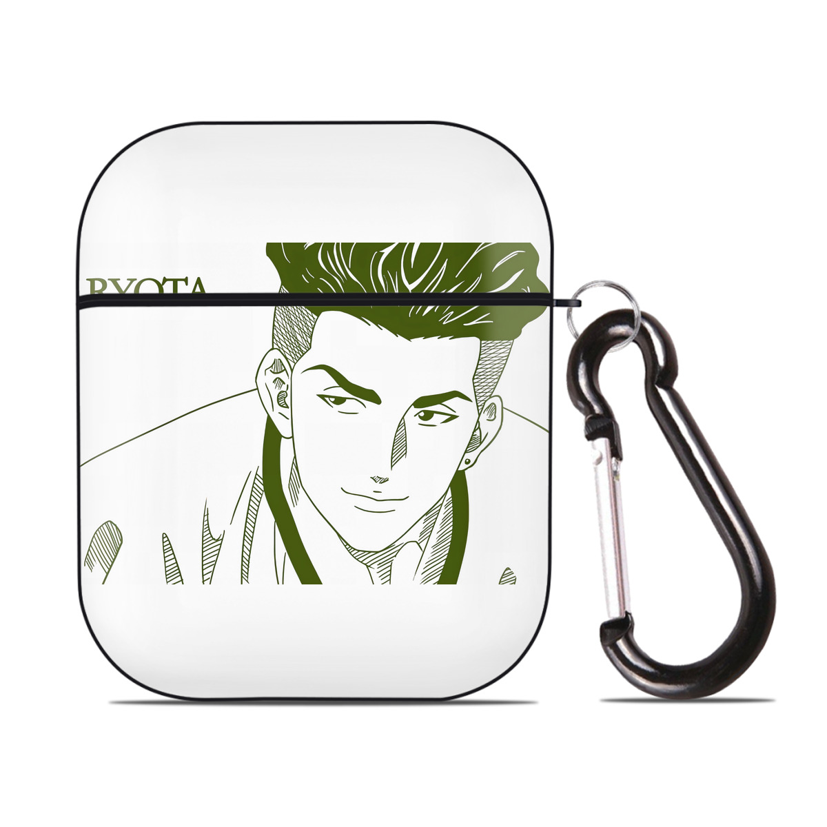 （画像用） SLAM DUNK／スラムダンク AirPods 第2世代保護ケース ハードシェル ブラック 耐衝撃・防指紋・カラビナ付き