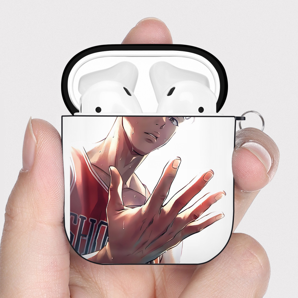（画像用） SLAM DUNK／スラムダンク AirPods 第2世代保護ケース ハードシェル ブラック 耐衝撃・防指紋・カラビナ付き