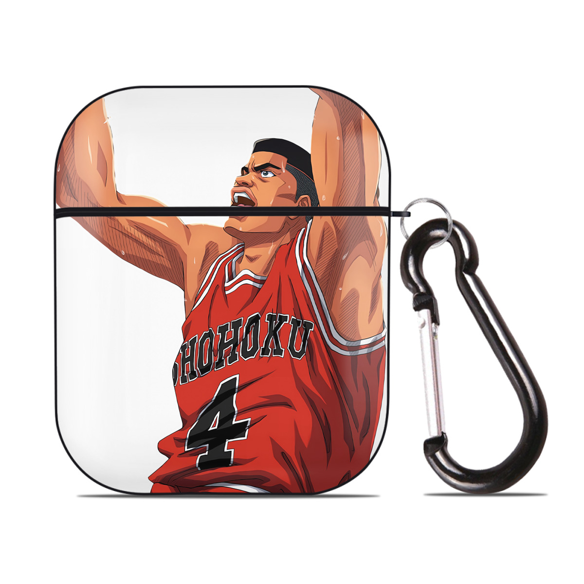 （画像用） SLAM DUNK／スラムダンク AirPods 第2世代保護ケース ハードシェル ブラック 耐衝撃・防指紋・カラビナ付き