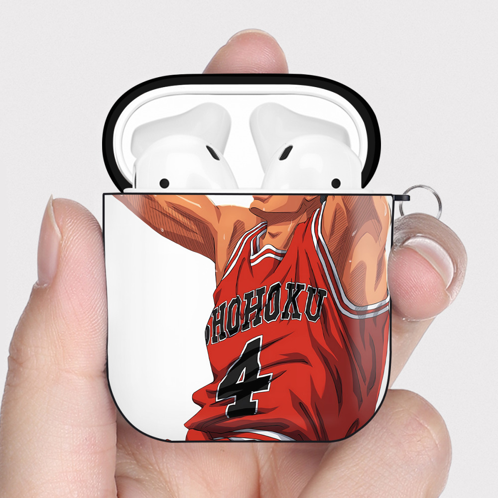 （画像用） SLAM DUNK／スラムダンク AirPods 第2世代保護ケース ハードシェル ブラック 耐衝撃・防指紋・カラビナ付き