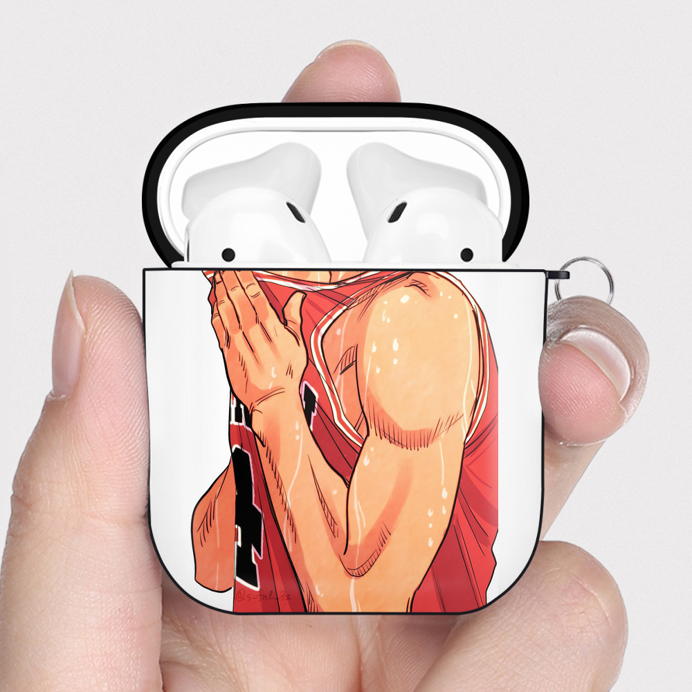 （画像用） SLAM DUNK／スラムダンク AirPods 第2世代保護ケース ハードシェル ブラック 耐衝撃・防指紋・カラビナ付き