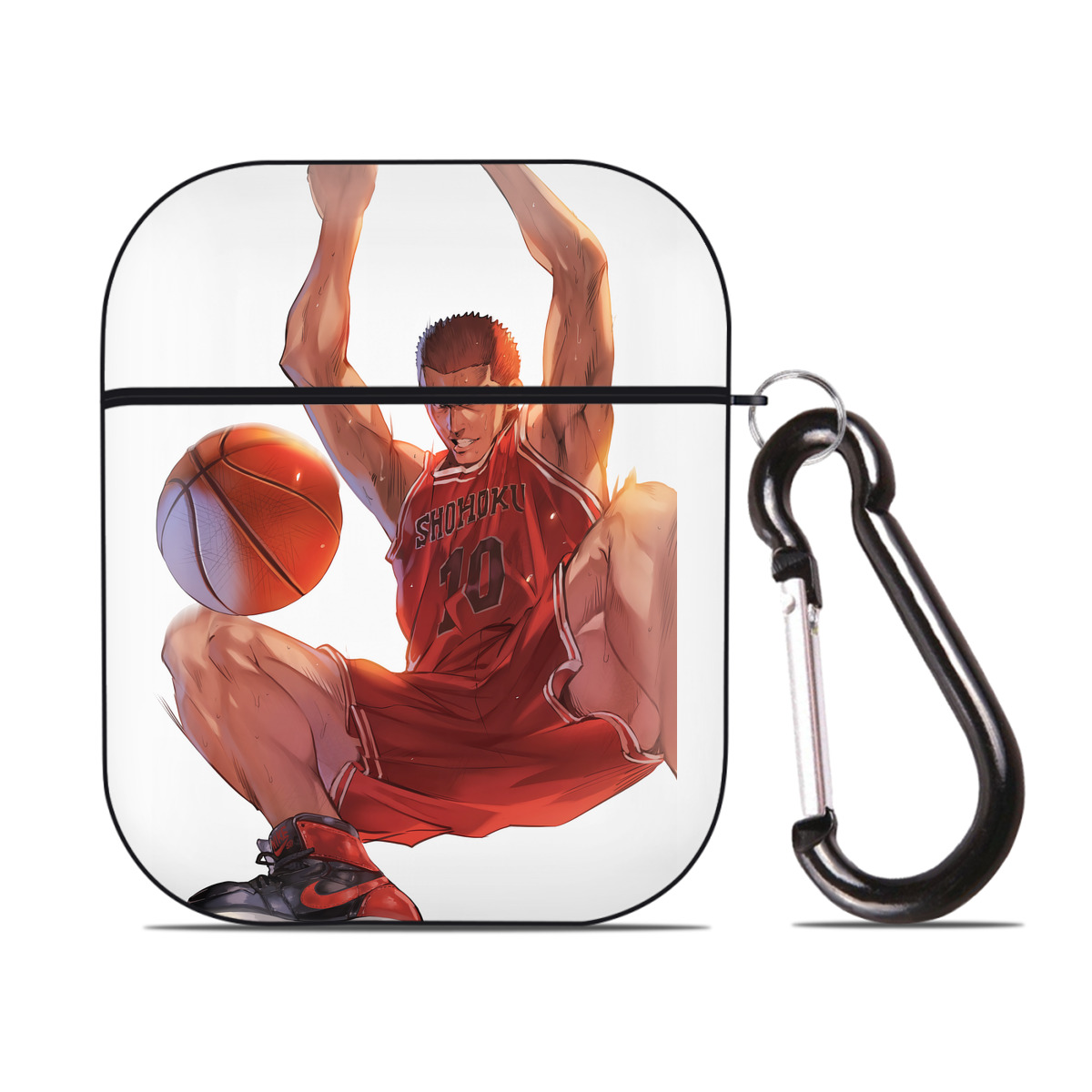 （画像用） SLAM DUNK／スラムダンク AirPods 第2世代保護ケース ハードシェル ブラック 耐衝撃・防指紋・カラビナ付き