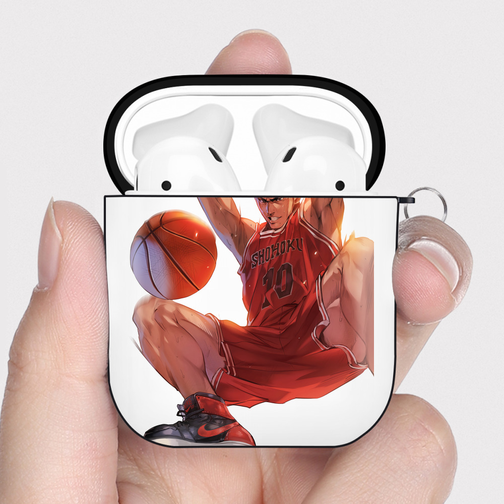 （画像用） SLAM DUNK／スラムダンク AirPods 第2世代保護ケース ハードシェル ブラック 耐衝撃・防指紋・カラビナ付き