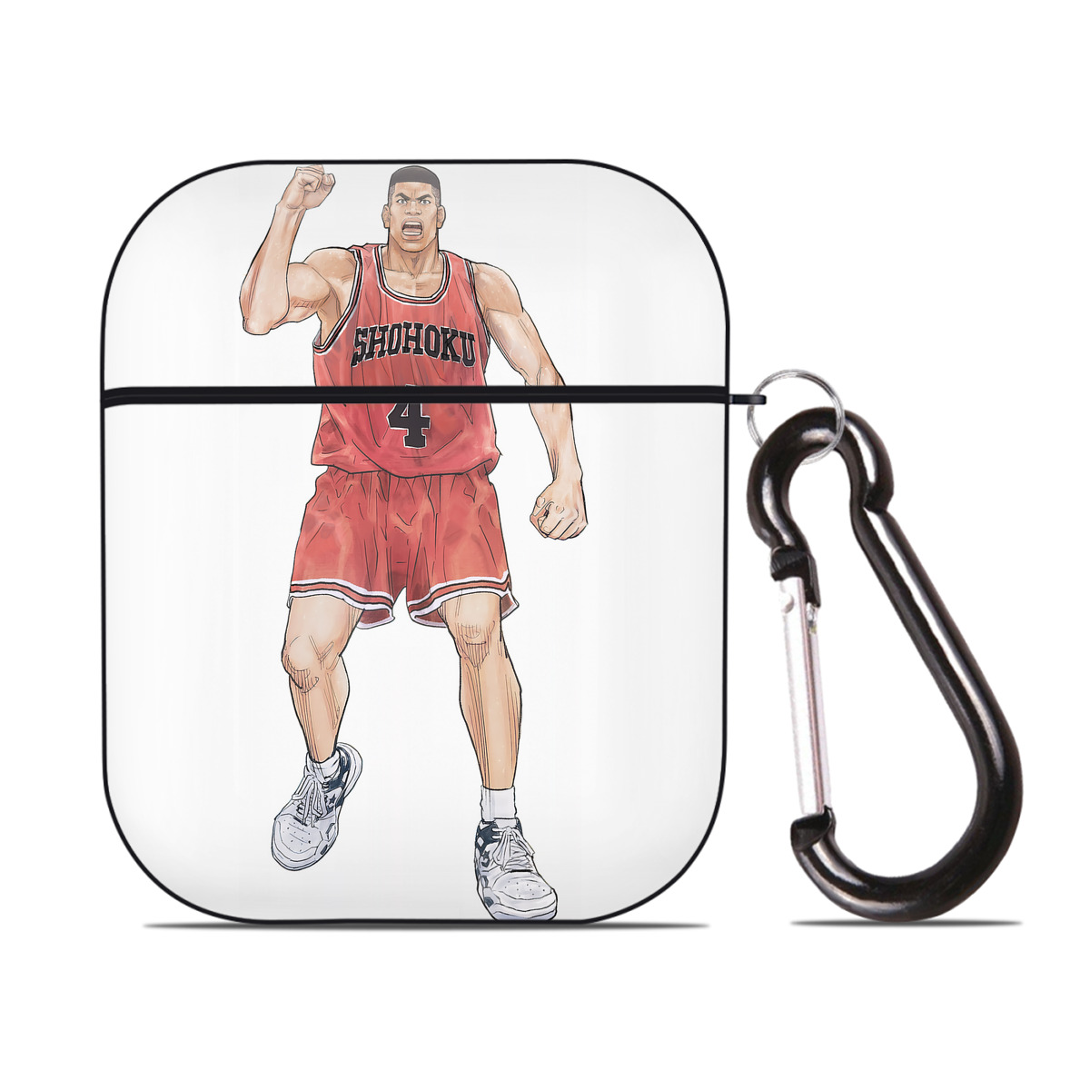 （画像用） SLAM DUNK／スラムダンク AirPods 第2世代保護ケース ハードシェル ブラック 耐衝撃・防指紋・カラビナ付き