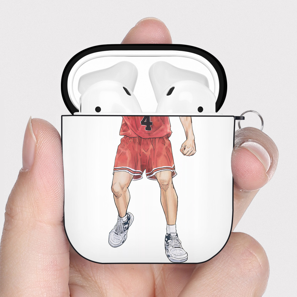 （画像用） SLAM DUNK／スラムダンク AirPods 第2世代保護ケース ハードシェル ブラック 耐衝撃・防指紋・カラビナ付き