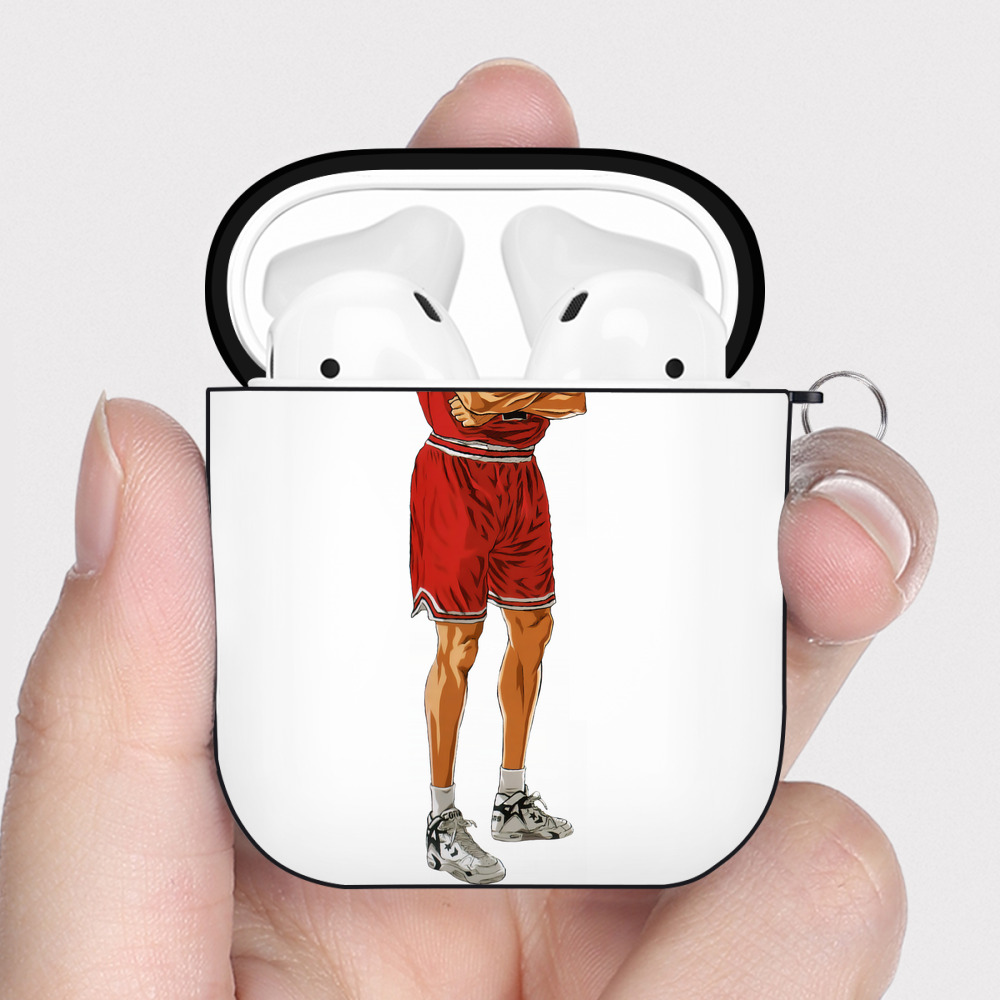 （画像用） SLAM DUNK／スラムダンク AirPods 第2世代保護ケース ハードシェル ブラック 耐衝撃・防指紋・カラビナ付き