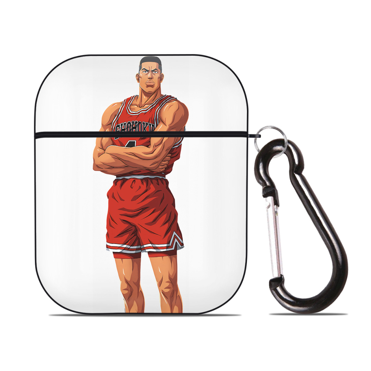 （画像用） SLAM DUNK／スラムダンク AirPods 第2世代保護ケース ハードシェル ブラック 耐衝撃・防指紋・カラビナ付き