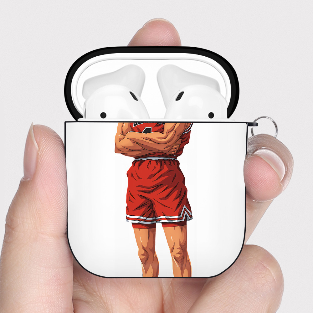（画像用） SLAM DUNK／スラムダンク AirPods 第2世代保護ケース ハードシェル ブラック 耐衝撃・防指紋・カラビナ付き
