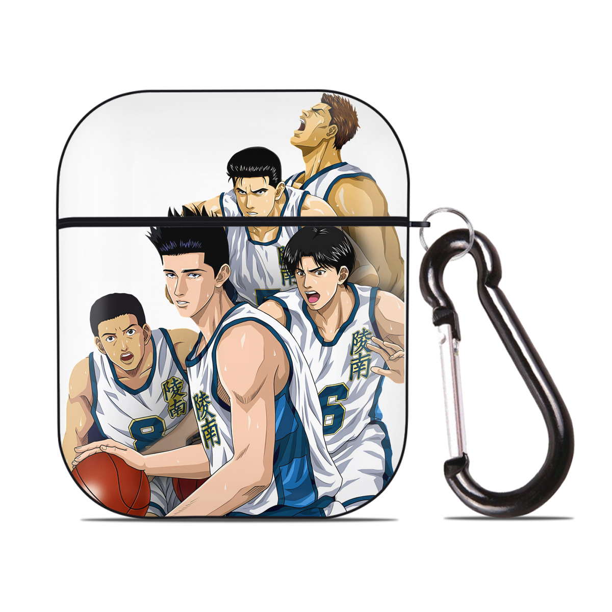 （画像用） SLAM DUNK／スラムダンク AirPods 第2世代保護ケース ハードシェル ブラック 耐衝撃・防指紋・カラビナ付き