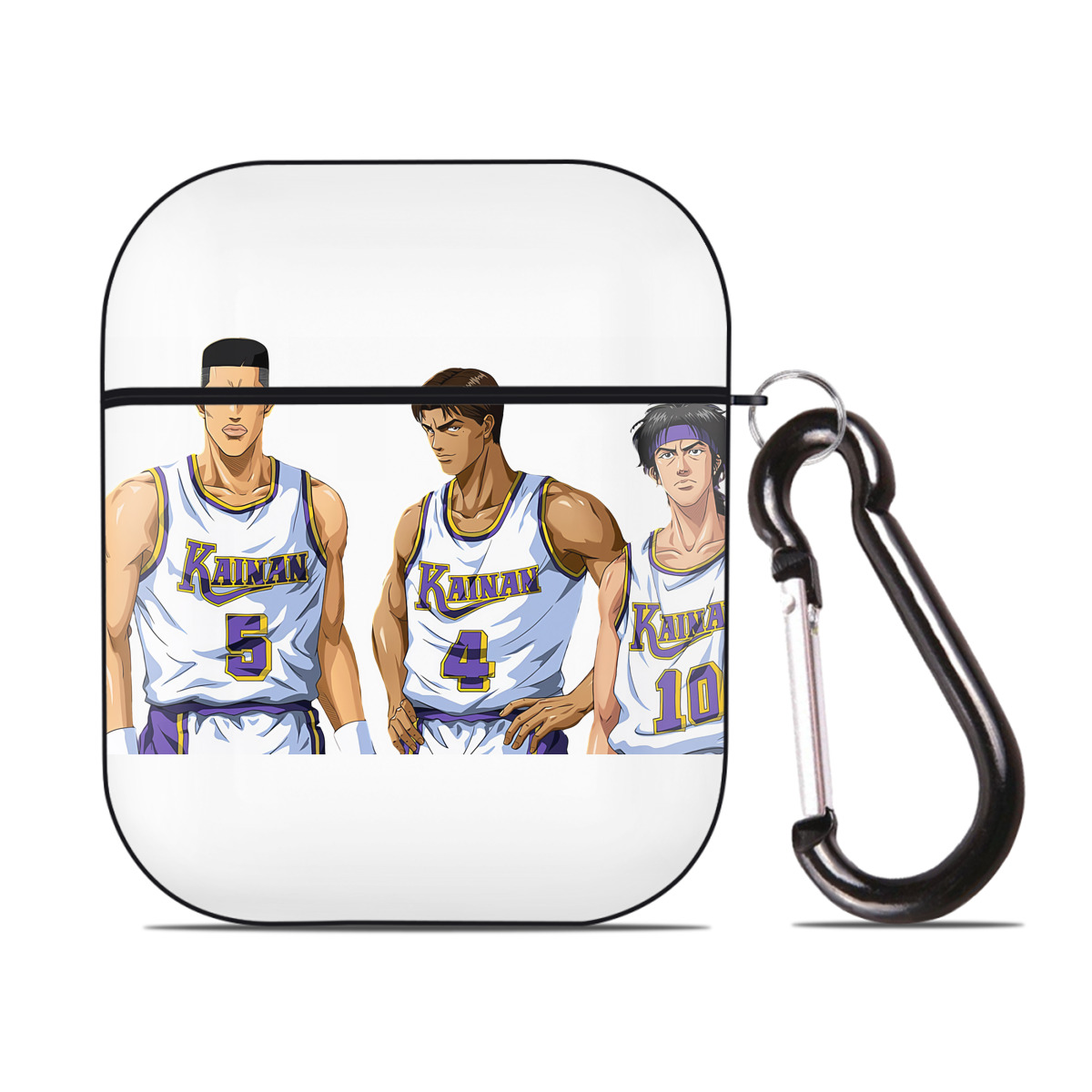 （画像用） SLAM DUNK／スラムダンク AirPods 第2世代保護ケース ハードシェル ブラック 耐衝撃・防指紋・カラビナ付き