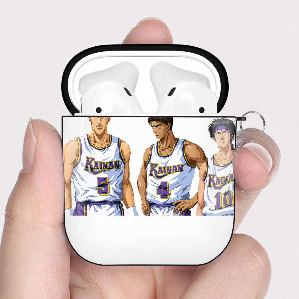 （画像用） SLAM DUNK／スラムダンク AirPods 第2世代保護ケース ハードシェル ブラック 耐衝撃・防指紋・カラビナ付き