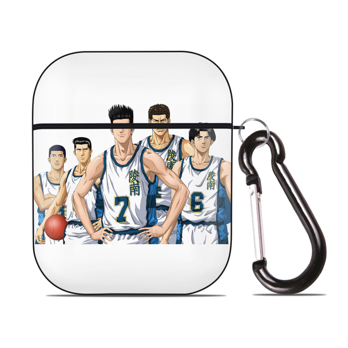 （画像用） SLAM DUNK／スラムダンク AirPods 第2世代保護ケース ハードシェル ブラック 耐衝撃・防指紋・カラビナ付き