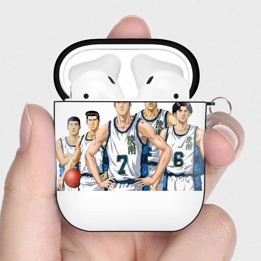 （画像用） SLAM DUNK／スラムダンク AirPods 第2世代保護ケース ハードシェル ブラック 耐衝撃・防指紋・カラビナ付き