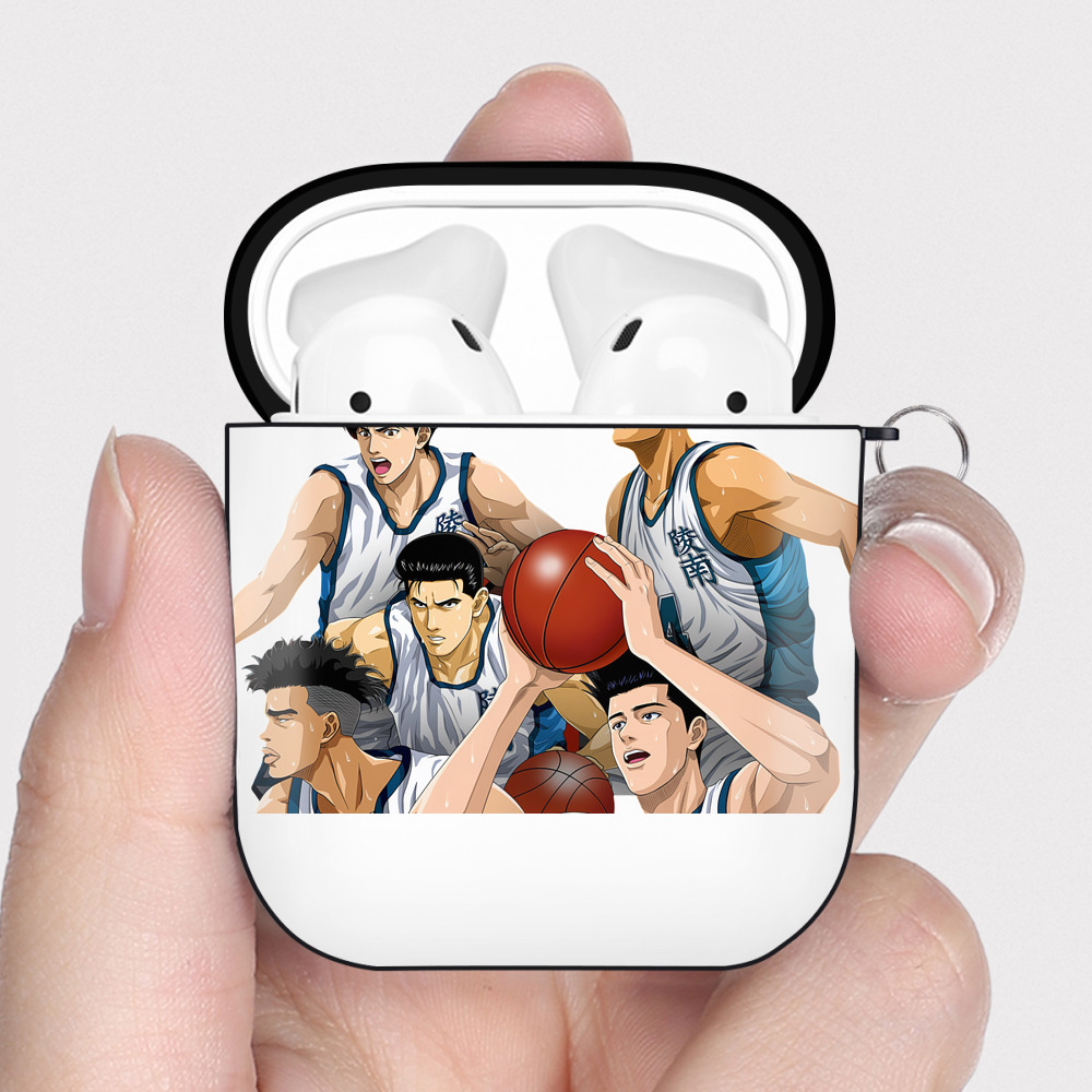 （画像用） SLAM DUNK／スラムダンク AirPods 第2世代保護ケース ハードシェル ブラック 耐衝撃・防指紋・カラビナ付き