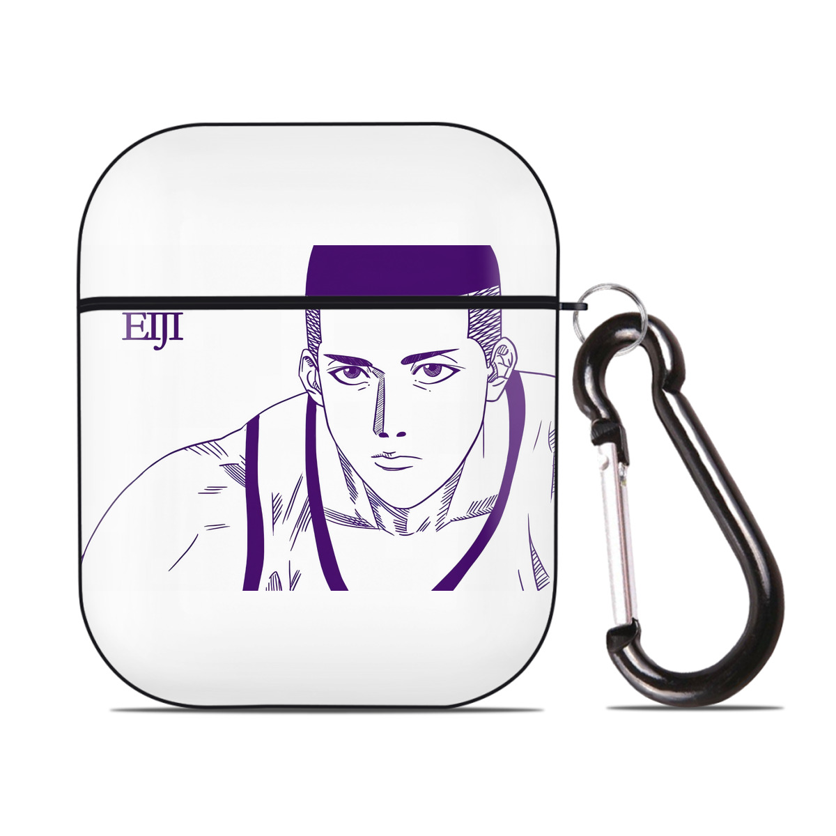 （画像用） SLAM DUNK／スラムダンク AirPods 第2世代保護ケース ハードシェル ブラック 耐衝撃・防指紋・カラビナ付き