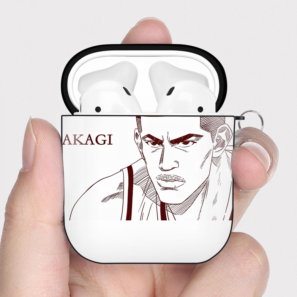 （画像用） SLAM DUNK／スラムダンク AirPods 第2世代保護ケース ハードシェル ブラック 耐衝撃・防指紋・カラビナ付き