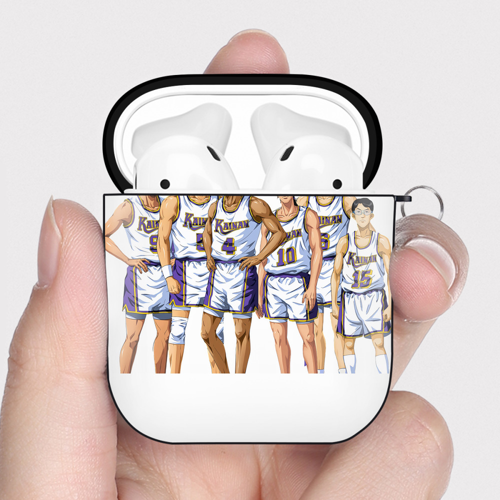 （画像用） SLAM DUNK／スラムダンク AirPods 第2世代保護ケース ハードシェル ブラック 耐衝撃・防指紋・カラビナ付き