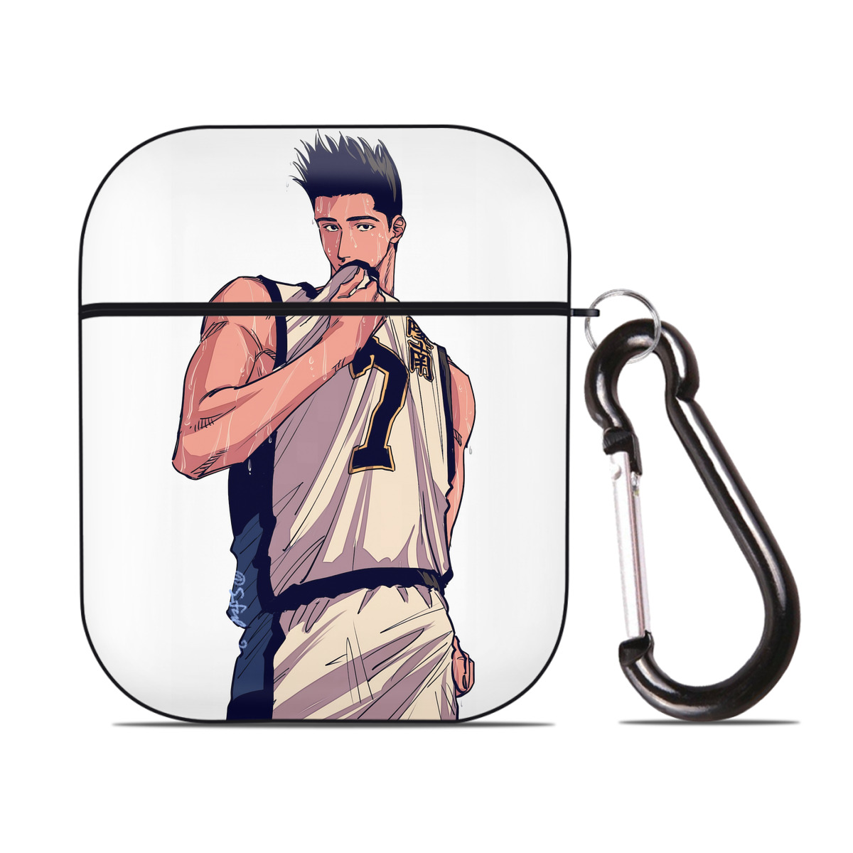 （画像用） SLAM DUNK／スラムダンク AirPods 第2世代保護ケース ハードシェル ブラック 耐衝撃・防指紋・カラビナ付き