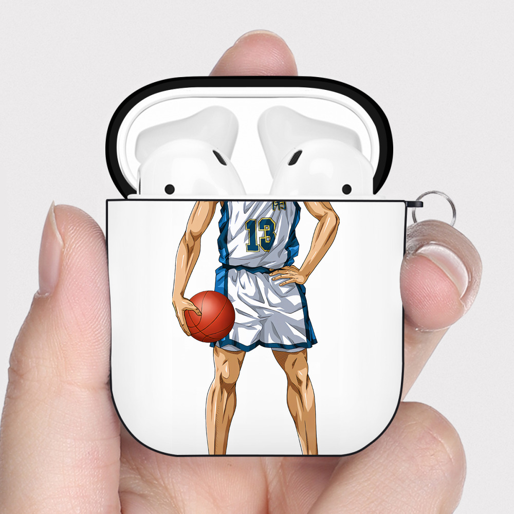 （画像用） SLAM DUNK／スラムダンク AirPods 第2世代保護ケース ハードシェル ブラック 耐衝撃・防指紋・カラビナ付き
