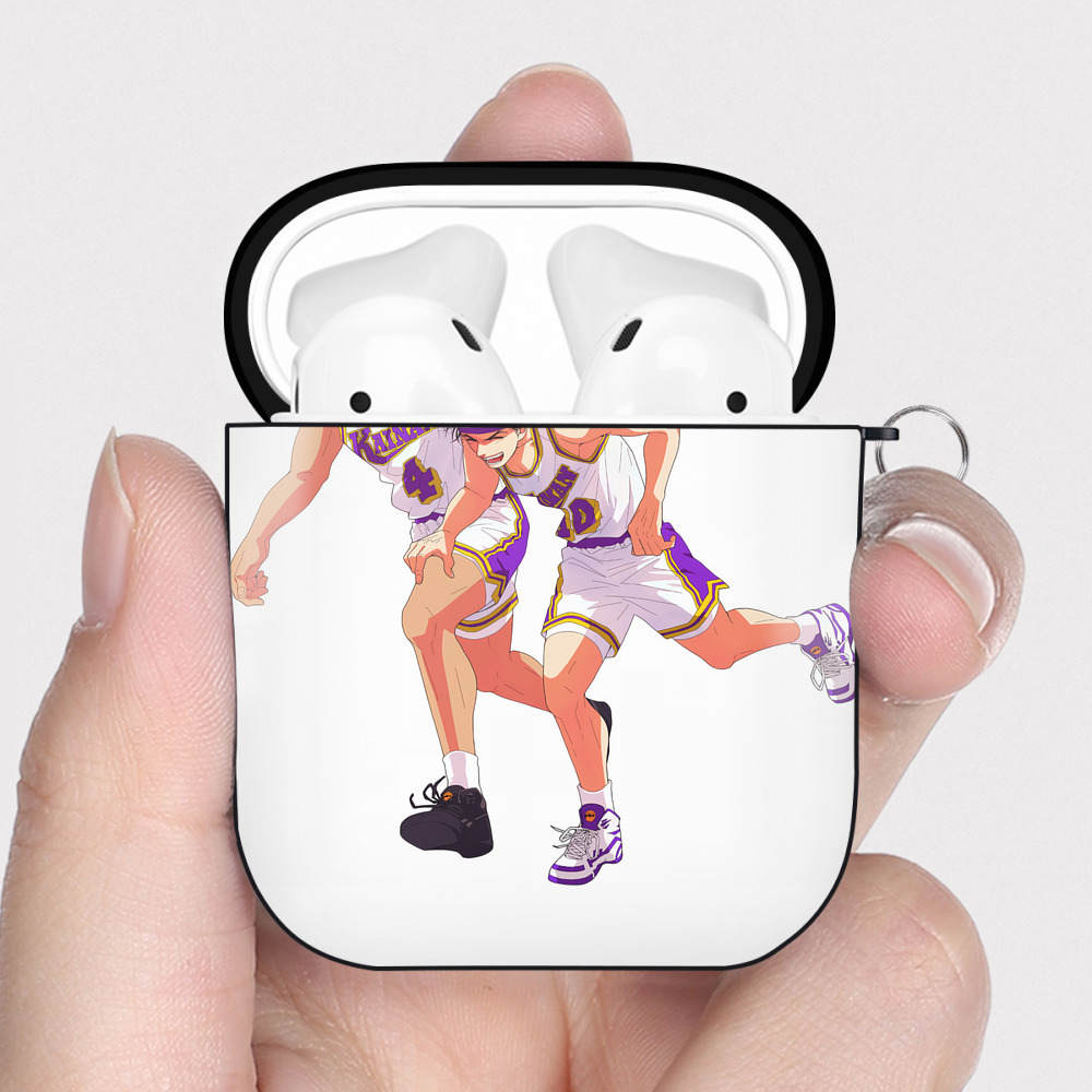 （画像用） SLAM DUNK／スラムダンク AirPods 第2世代保護ケース ハードシェル ブラック 耐衝撃・防指紋・カラビナ付き
