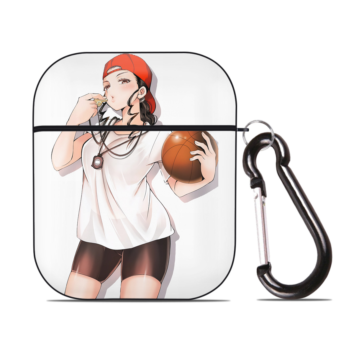 （画像用） SLAM DUNK／スラムダンク AirPods 第2世代保護ケース ハードシェル ブラック 耐衝撃・防指紋・カラビナ付き