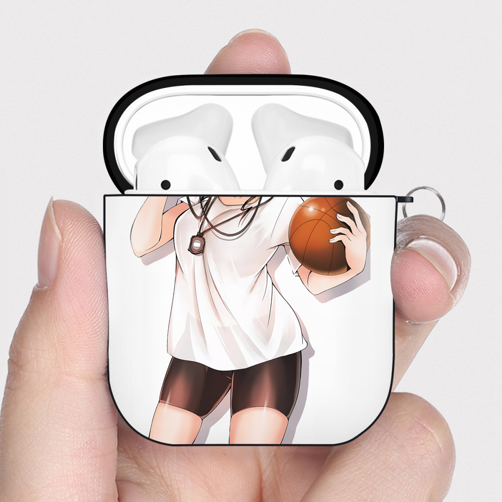 （画像用） SLAM DUNK／スラムダンク AirPods 第2世代保護ケース ハードシェル ブラック 耐衝撃・防指紋・カラビナ付き
