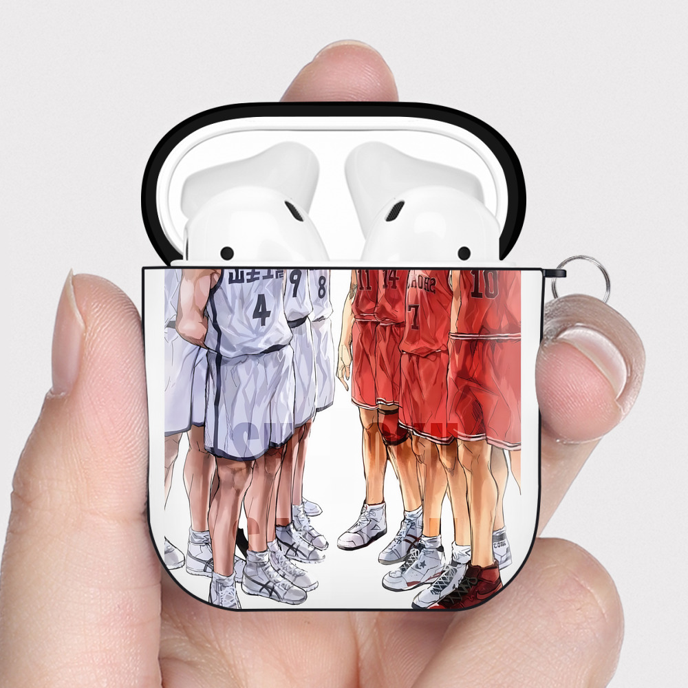 （画像用） SLAM DUNK／スラムダンク AirPods 第2世代保護ケース ハードシェル ブラック 耐衝撃・防指紋・カラビナ付き