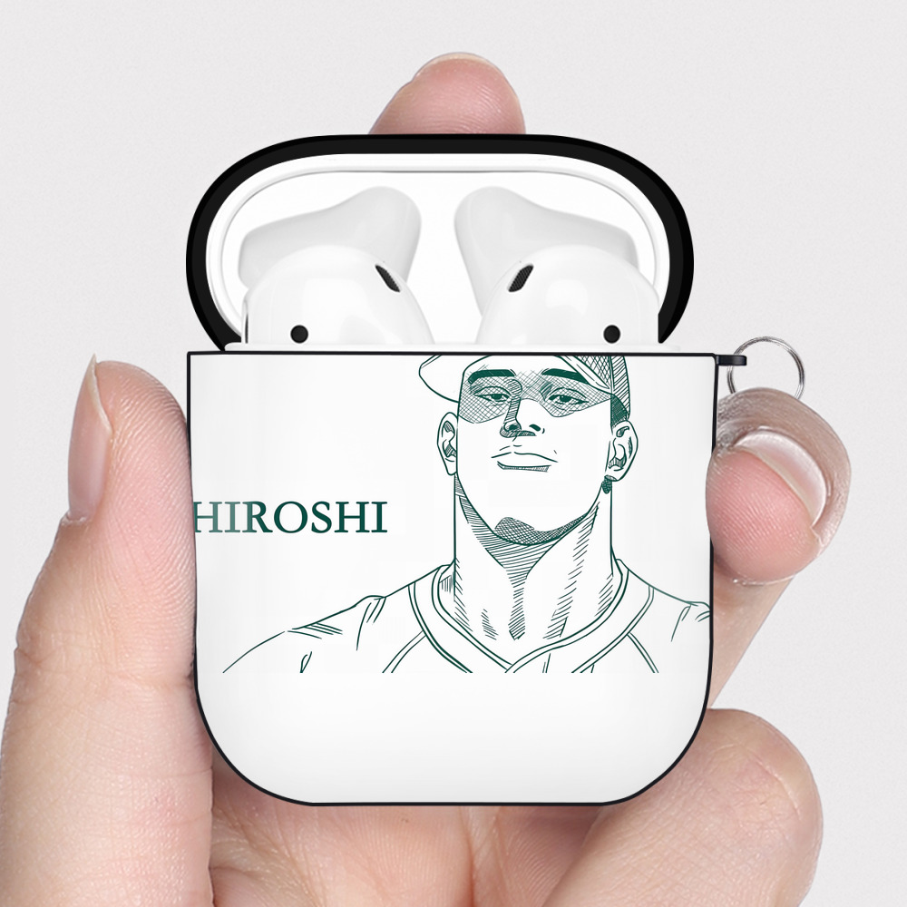 （画像用） SLAM DUNK／スラムダンク AirPods 第2世代保護ケース ハードシェル ブラック 耐衝撃・防指紋・カラビナ付き