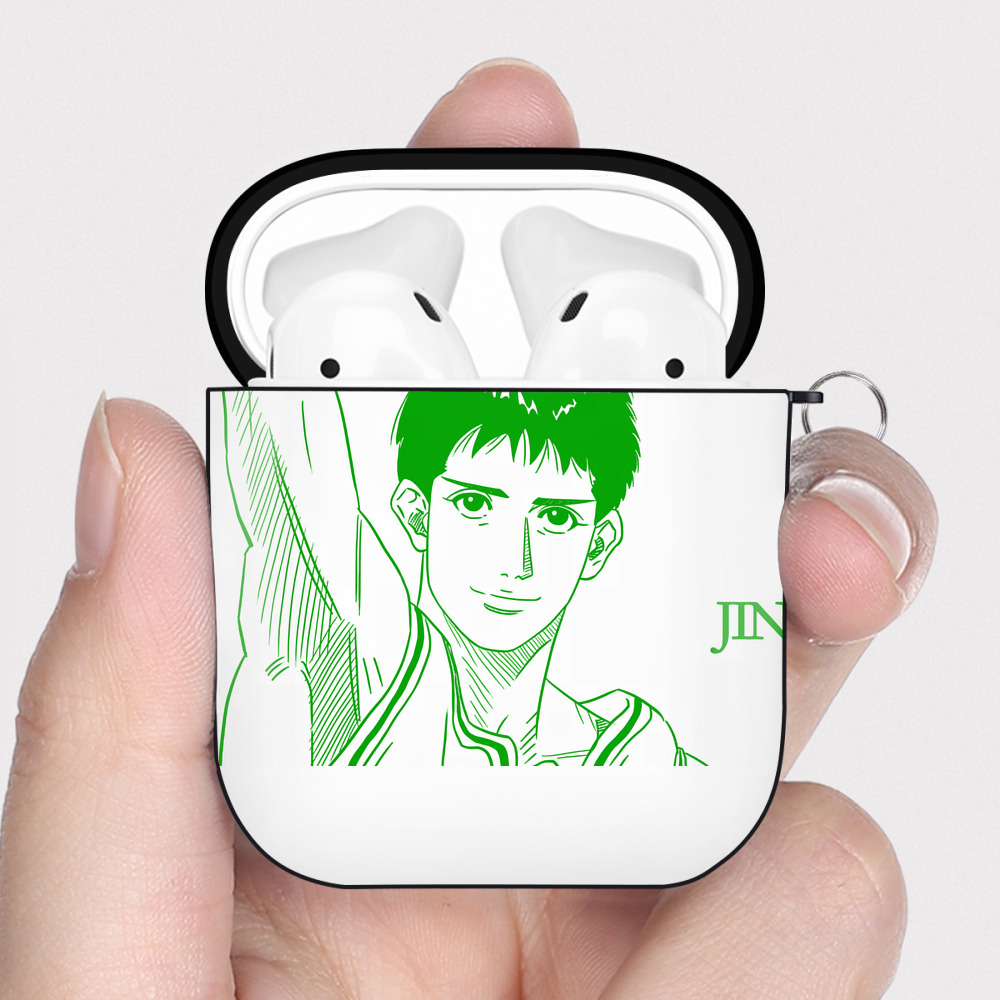 （画像用） SLAM DUNK／スラムダンク AirPods 第2世代保護ケース ハードシェル ブラック 耐衝撃・防指紋・カラビナ付き