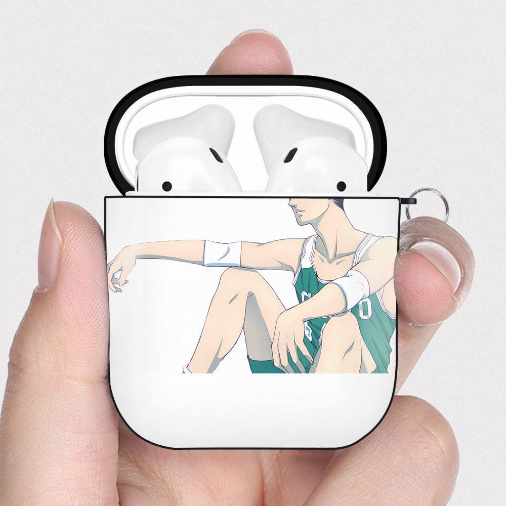 （画像用） SLAM DUNK／スラムダンク AirPods 第2世代保護ケース ハードシェル ブラック 耐衝撃・防指紋・カラビナ付き