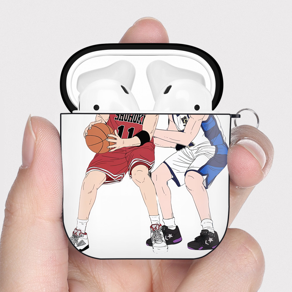 （画像用） SLAM DUNK／スラムダンク AirPods 第2世代保護ケース ハードシェル ブラック 耐衝撃・防指紋・カラビナ付き