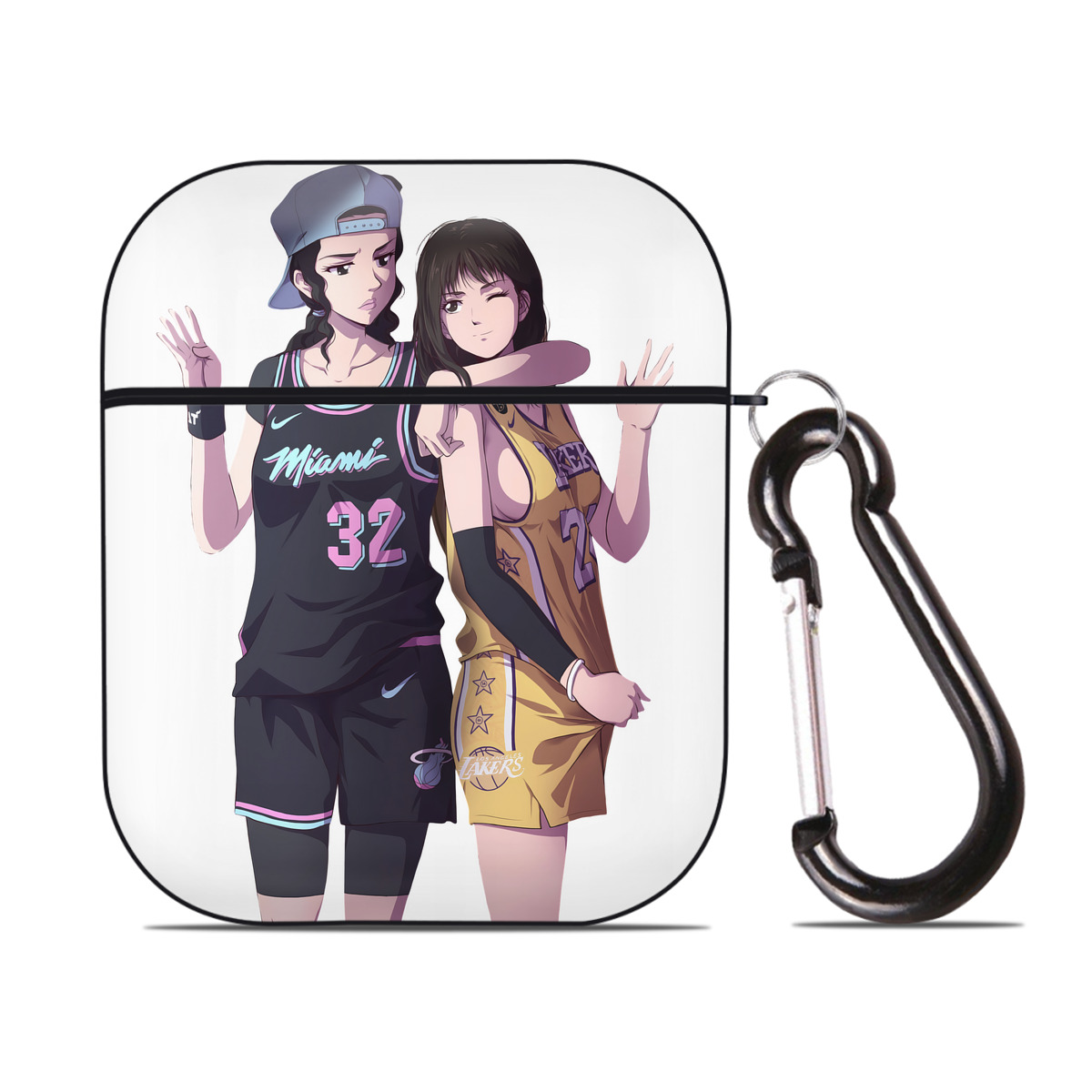 （画像用） SLAM DUNK／スラムダンク AirPods 第2世代保護ケース ハードシェル ブラック 耐衝撃・防指紋・カラビナ付き