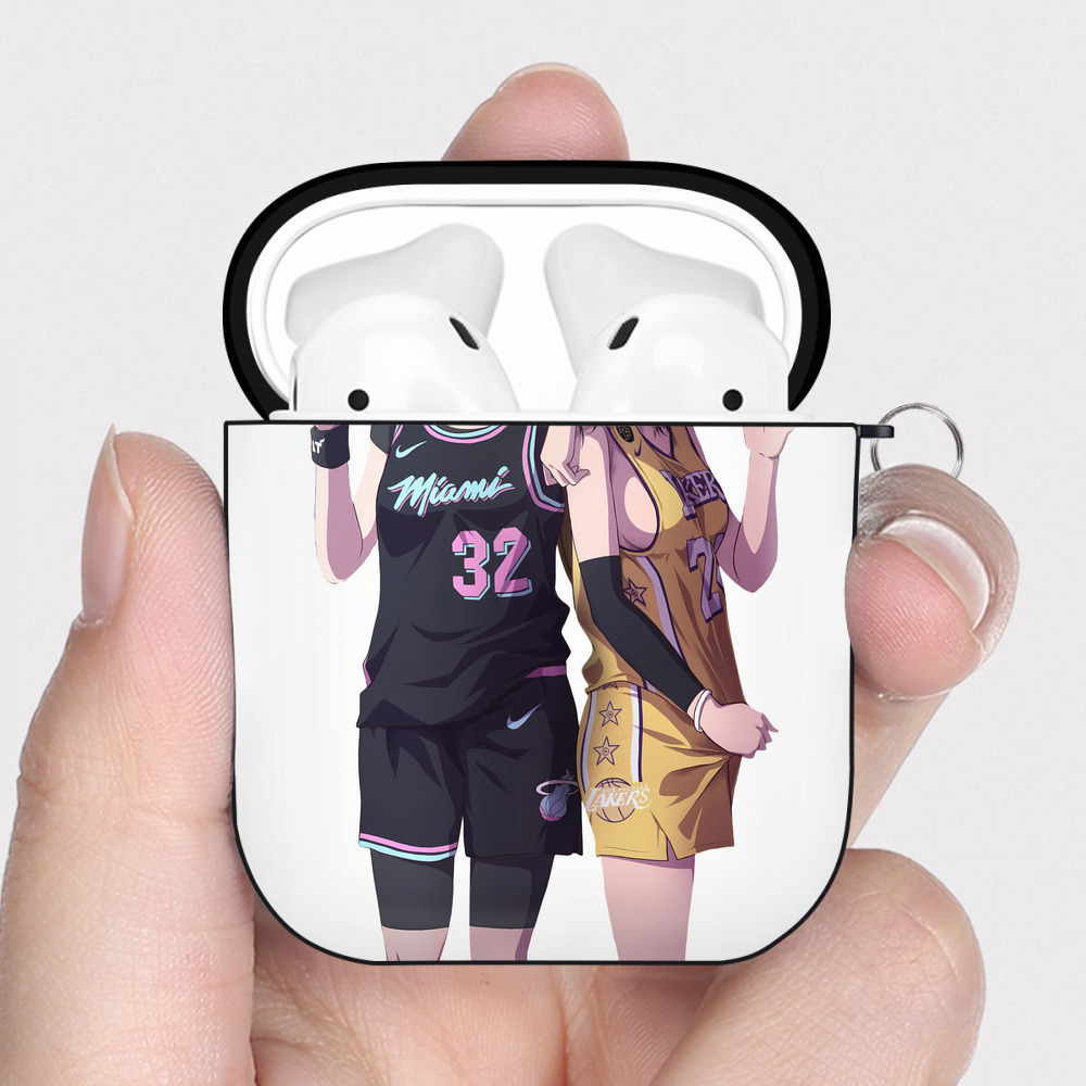 （画像用） SLAM DUNK／スラムダンク AirPods 第2世代保護ケース ハードシェル ブラック 耐衝撃・防指紋・カラビナ付き